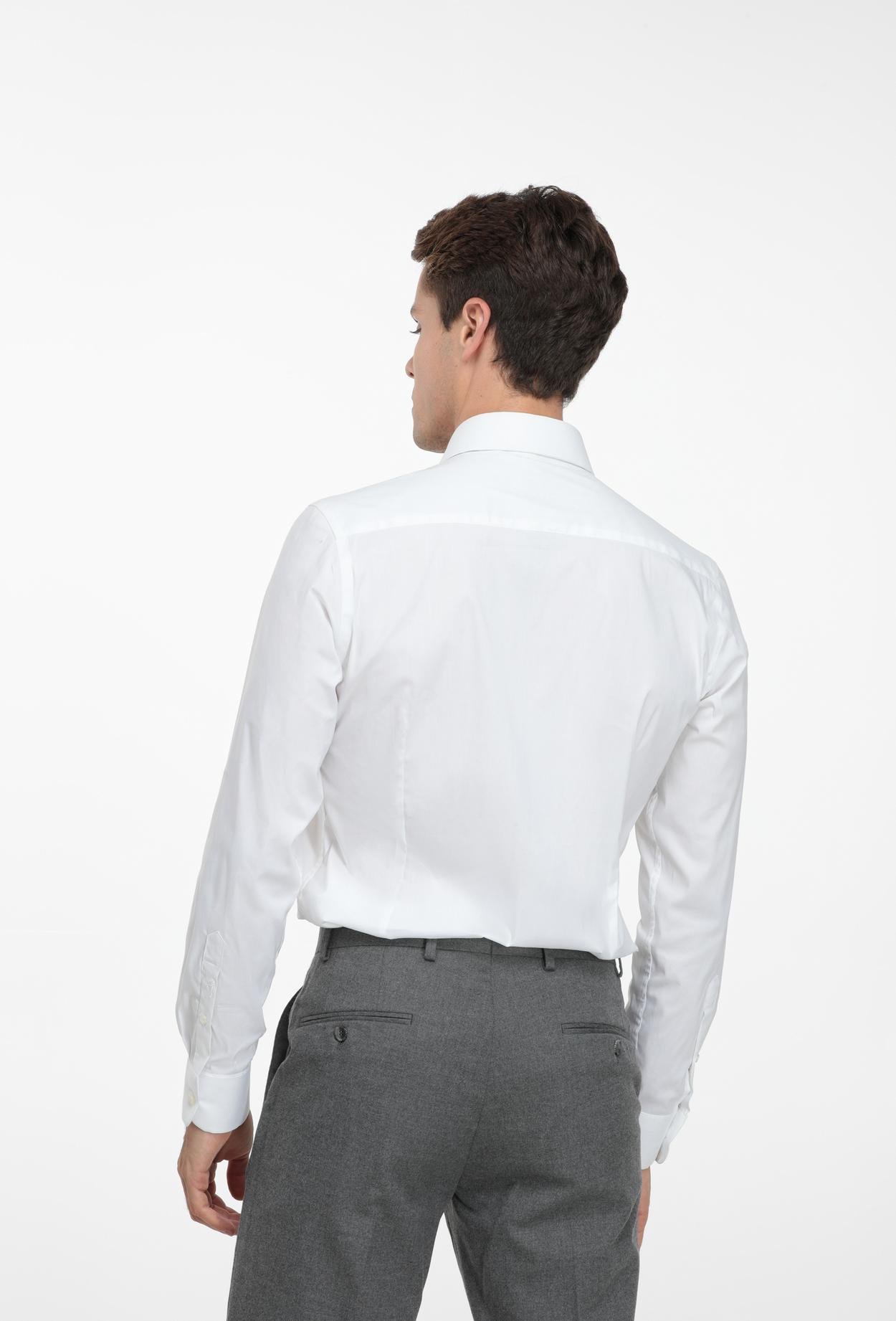 Twn Slim Fit Beyaz Düz Stretch Gömlek
