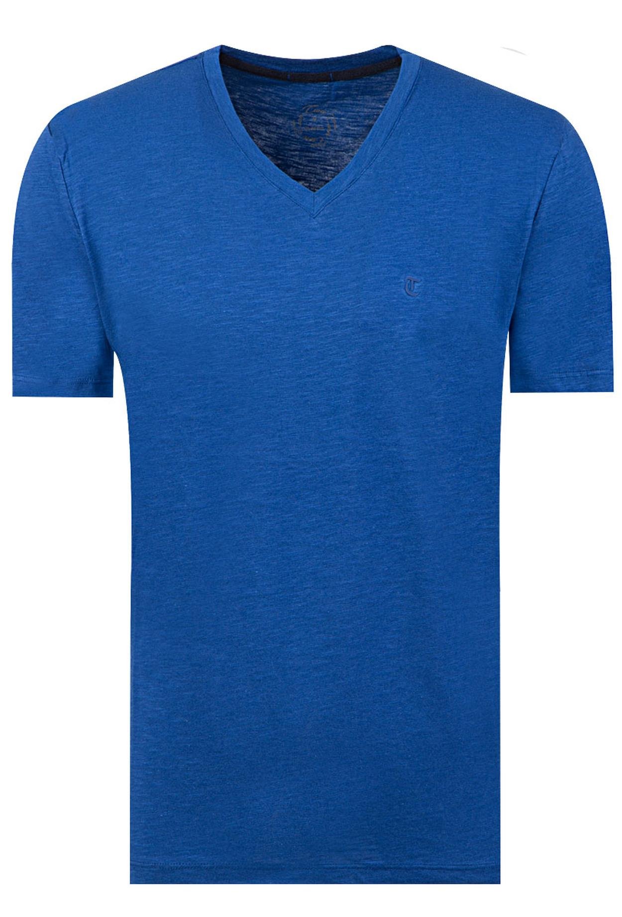 Twn Slim Fit Saks Mavi Düz T-Shirt