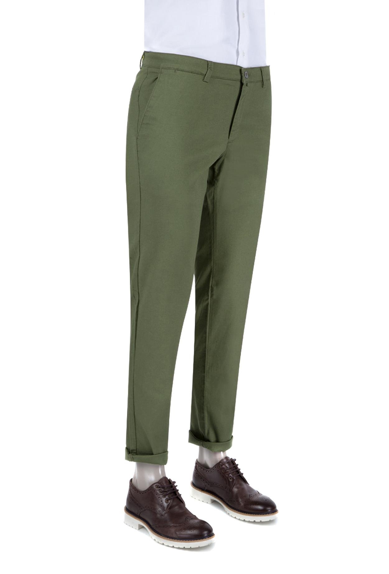 Ds Damat Slim Fit Yeşil Düz Chino Pantolon