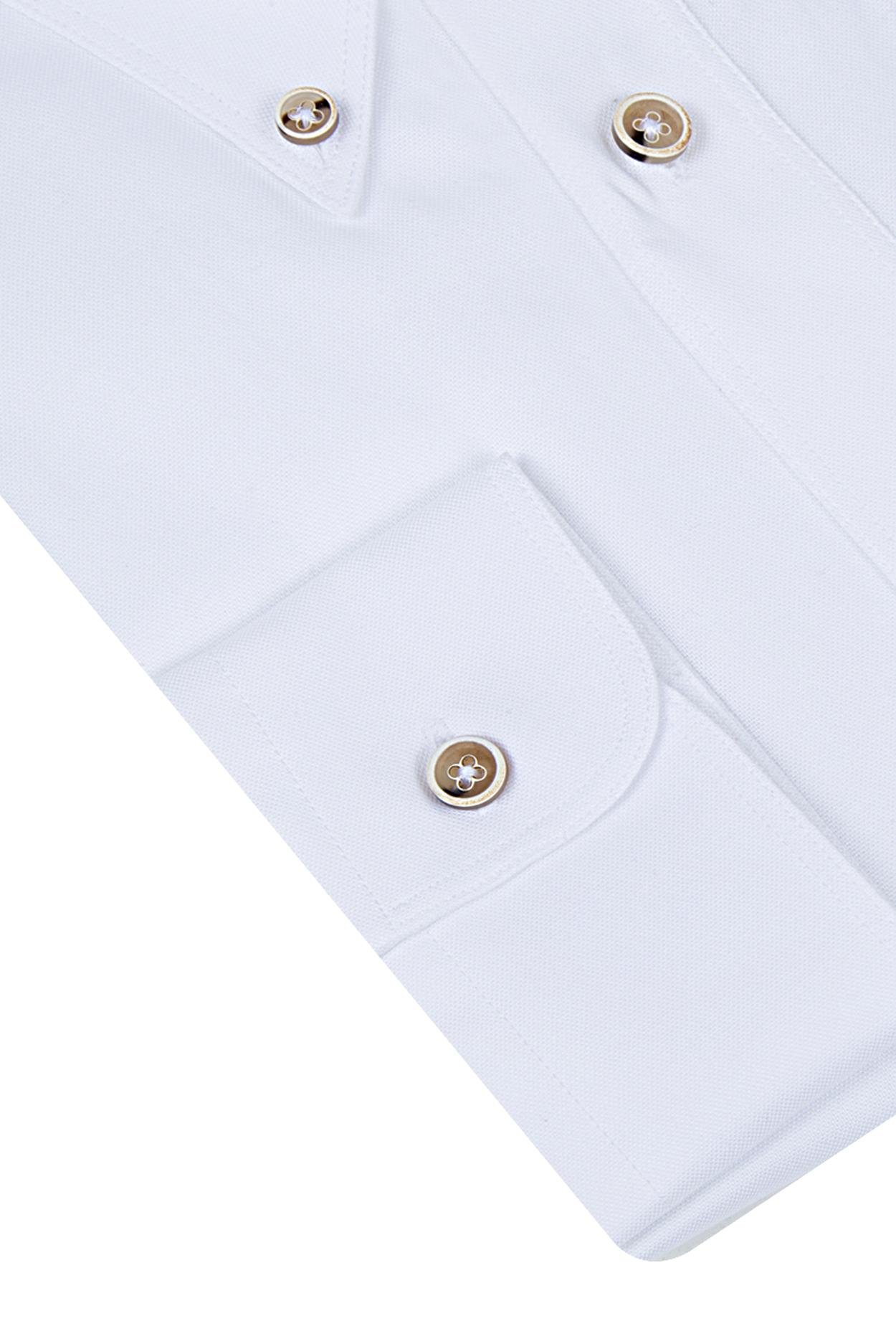 Ds Damat Regular Fit Beyaz Düz %100 Pamuk Gömlek
