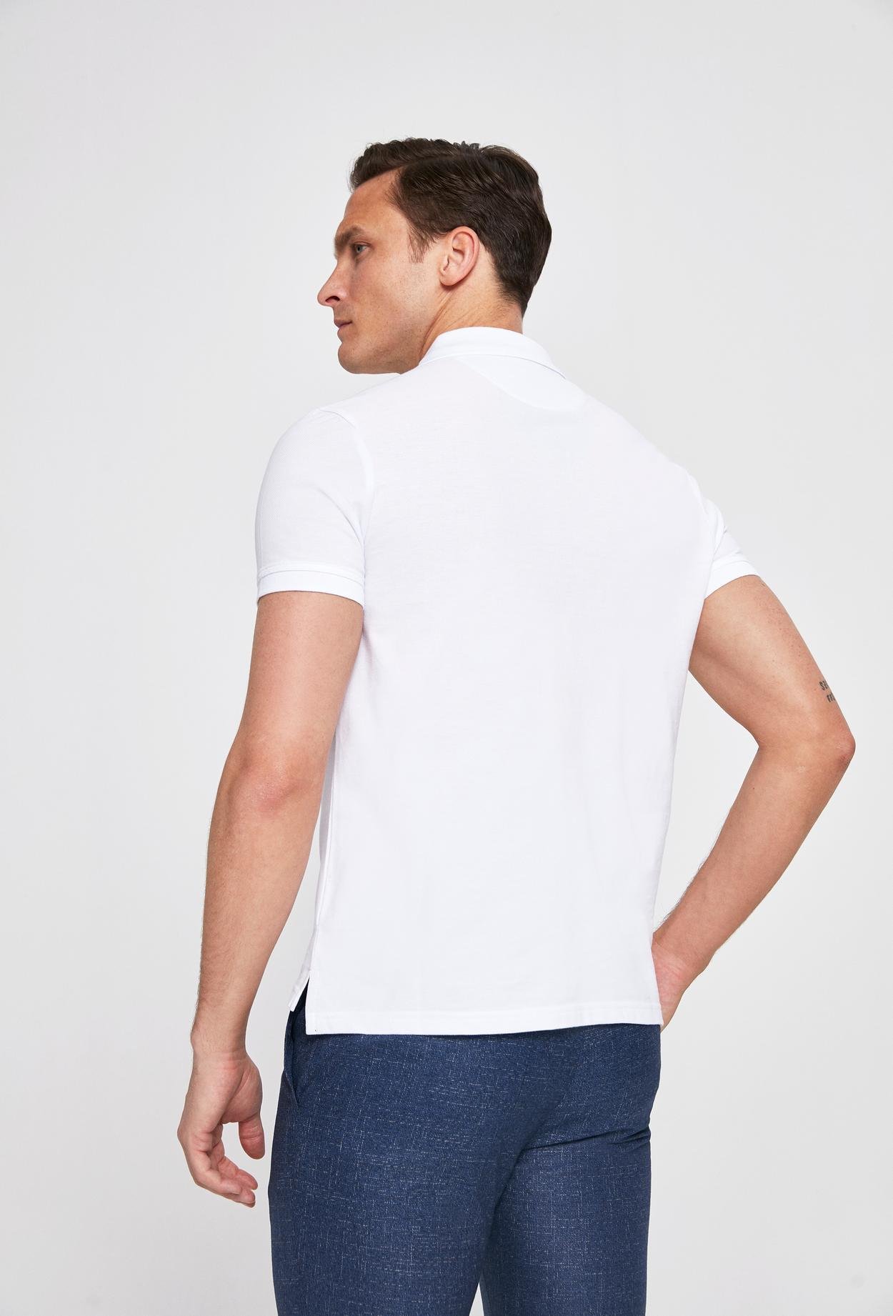 Twn Slim Fit Beyaz Pike Dokulu T-Shirt