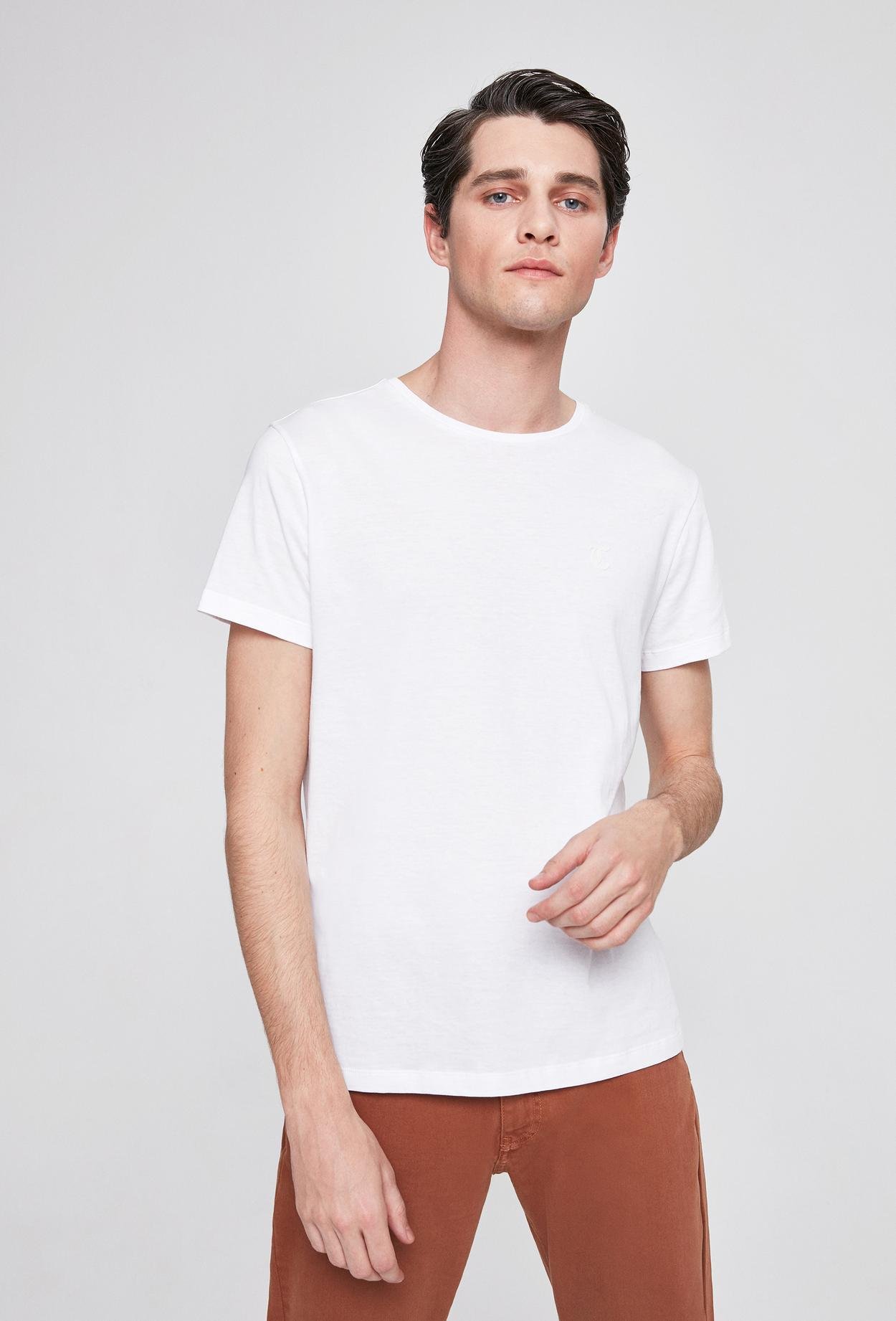 Twn Slim Fit Beyaz Düz T-Shirt