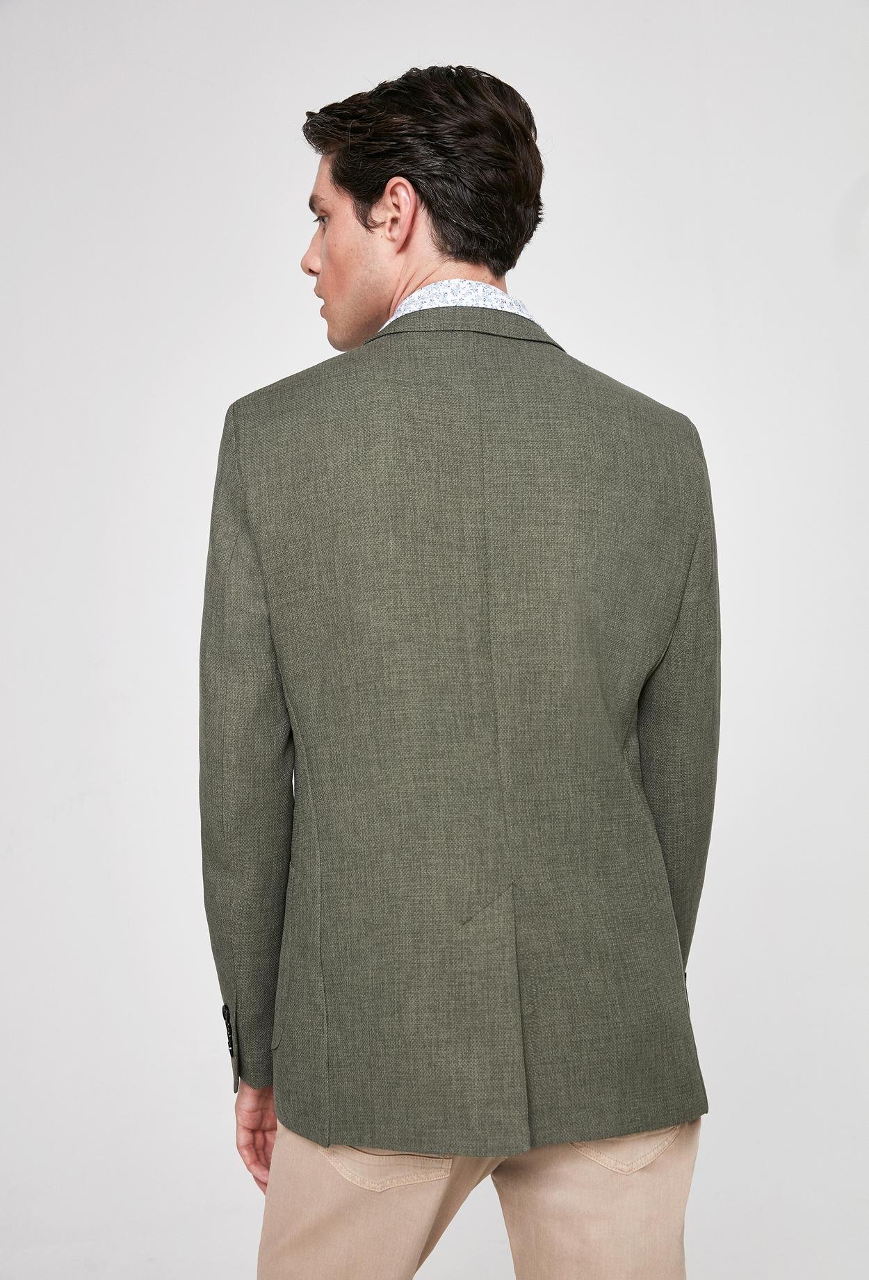Twn Slim Fit Yeşil Düz Kumaş Ceket