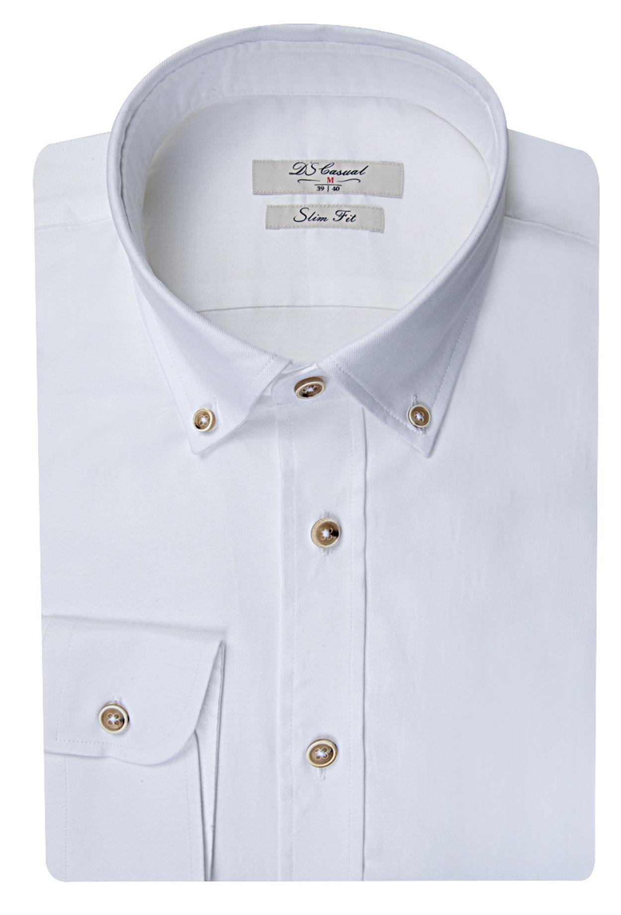 Ds Damat Slim Fit Beyaz Oxford %100 Pamuk Gömlek