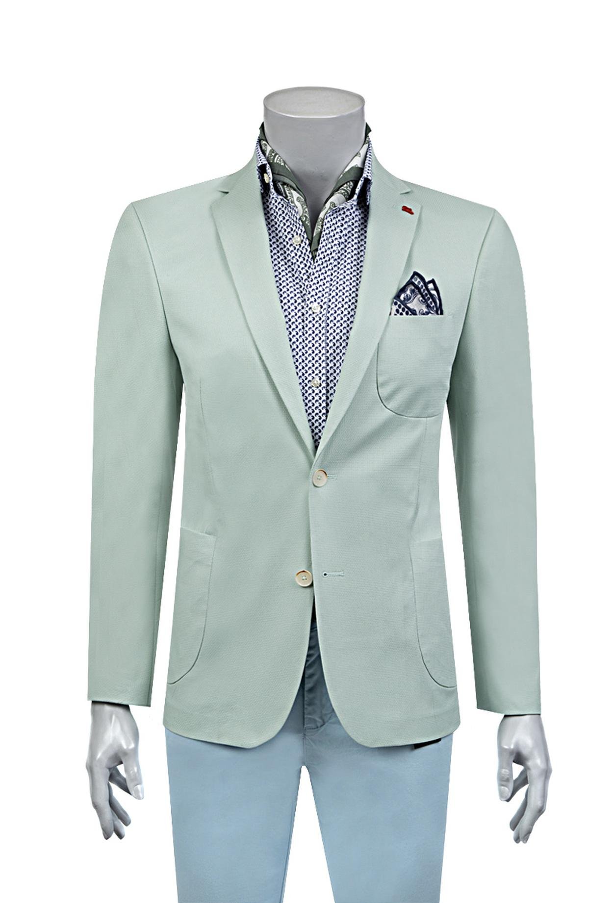 Twn Süper Slim Fit Yeşil Armürlü Kumaş Ceket
