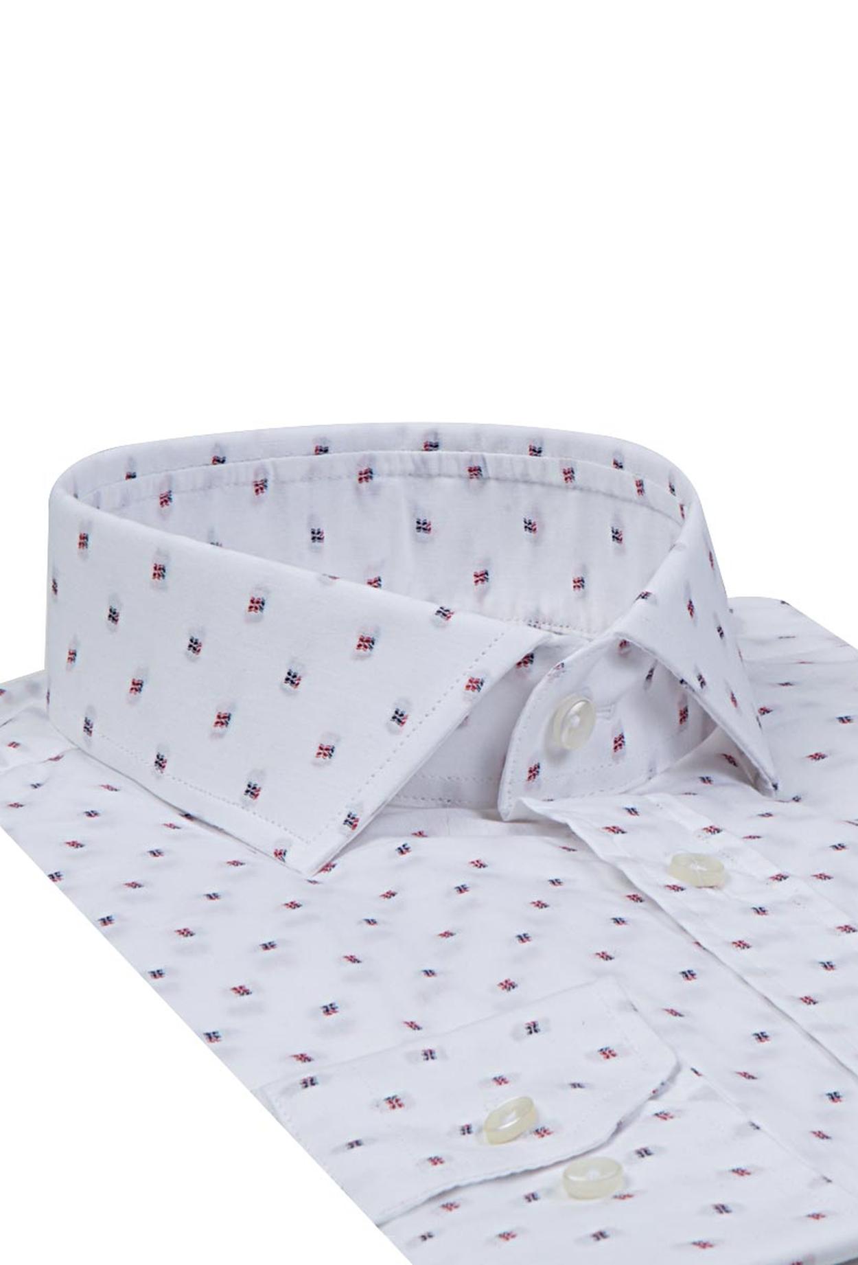 Ds Damat Slim Fit Kırmızı Desenli Gömlek