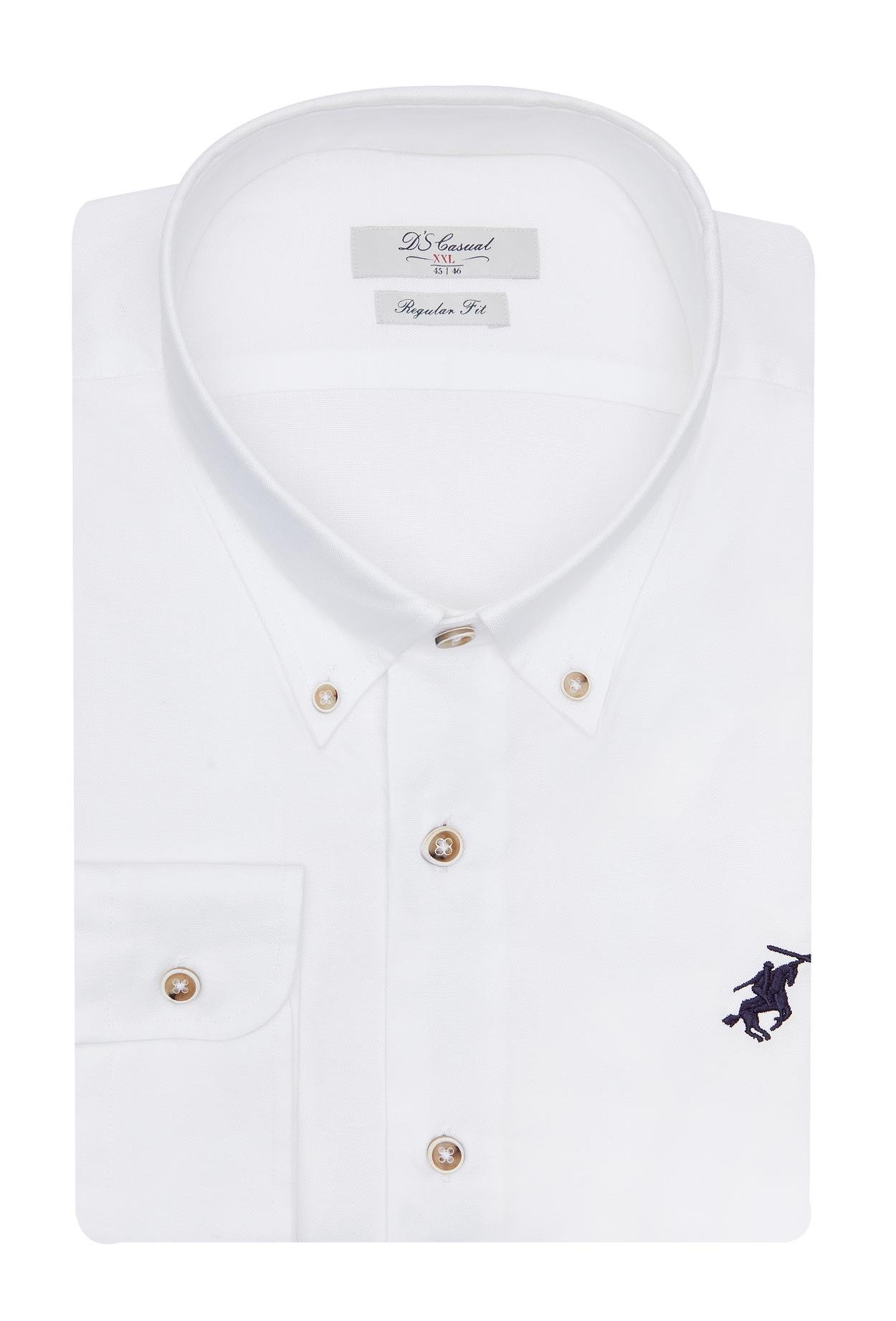 Ds Damat Regular Fit Beyaz Oxford Gömlek