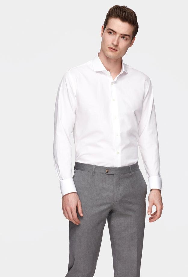 Damat Slim Fit Beyaz Desenli %100 Pamuk Gömlek - 8682364469116 | Damat Tween