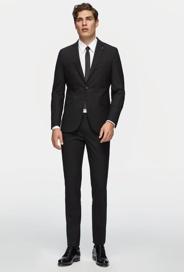 Tween Slim Fit Siyah Düz Takim Elbise - 8681649816362 | Damat Tween