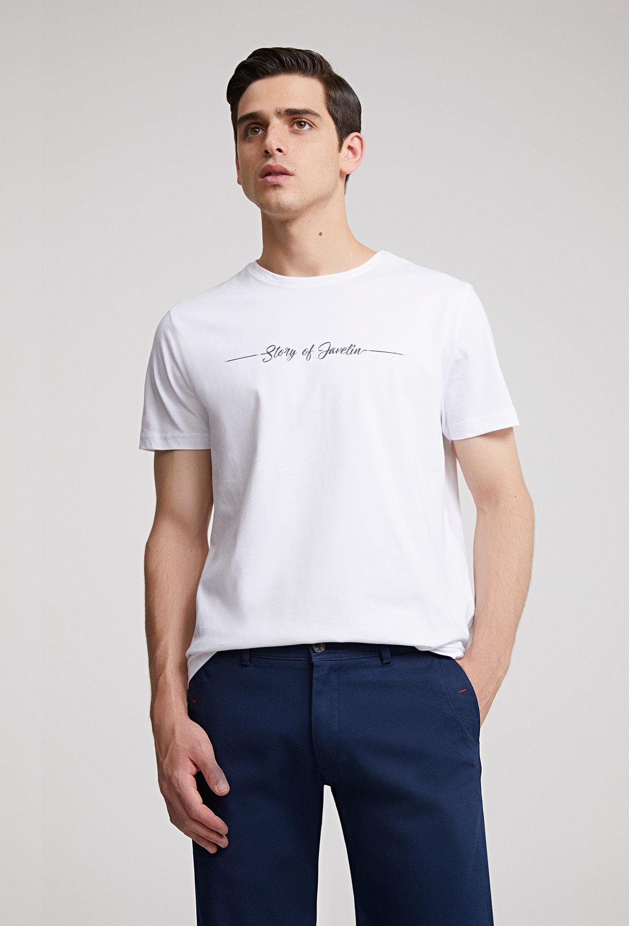 Ds Damat Regular Fit Beyaz Baskılı T-Shirt