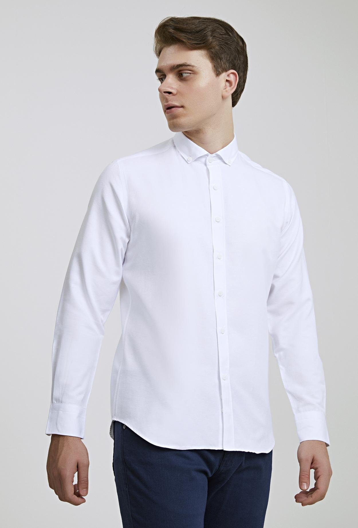 Twn Slim Fit Beyaz Oxford Gömlek