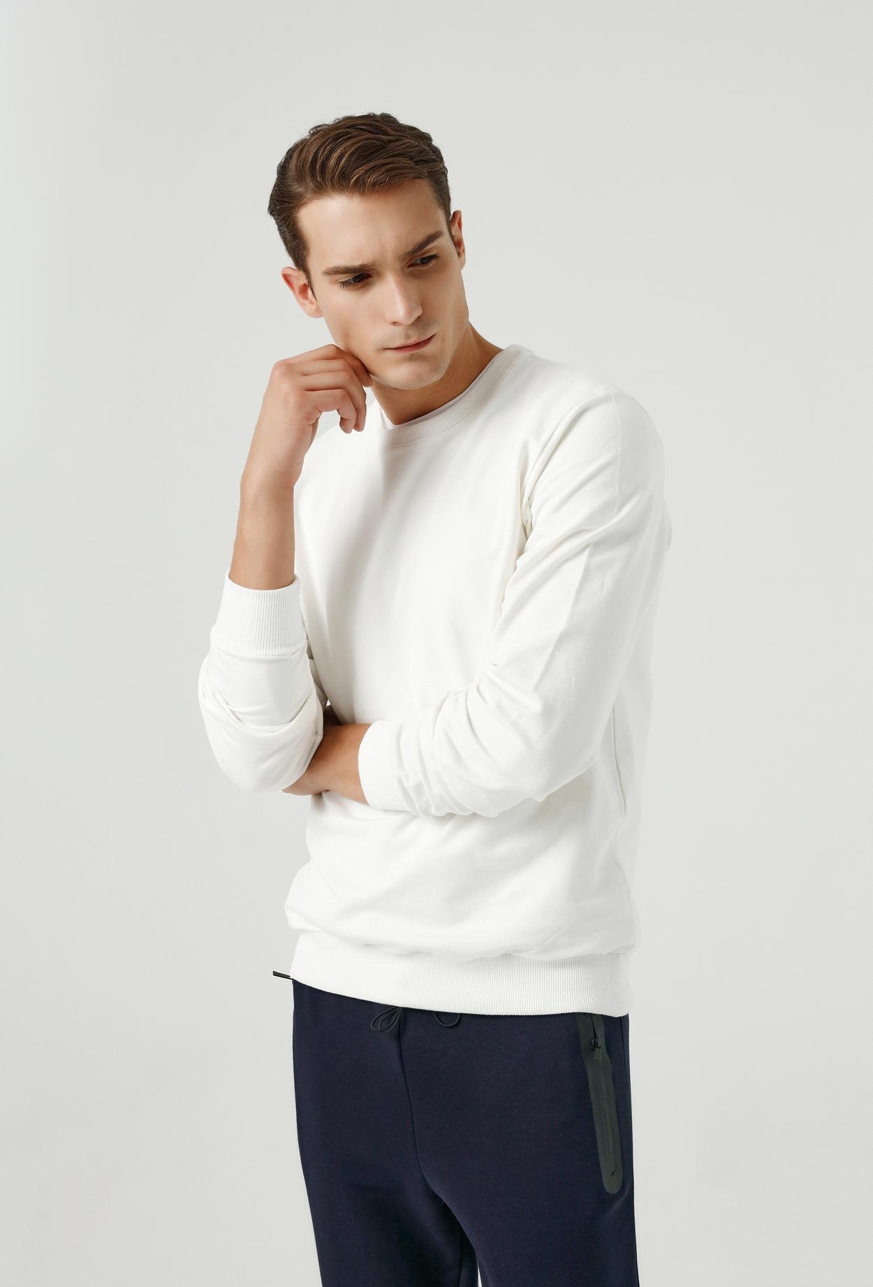 Ds Damat Regular Fit Beyaz Melanj Sweatshirt