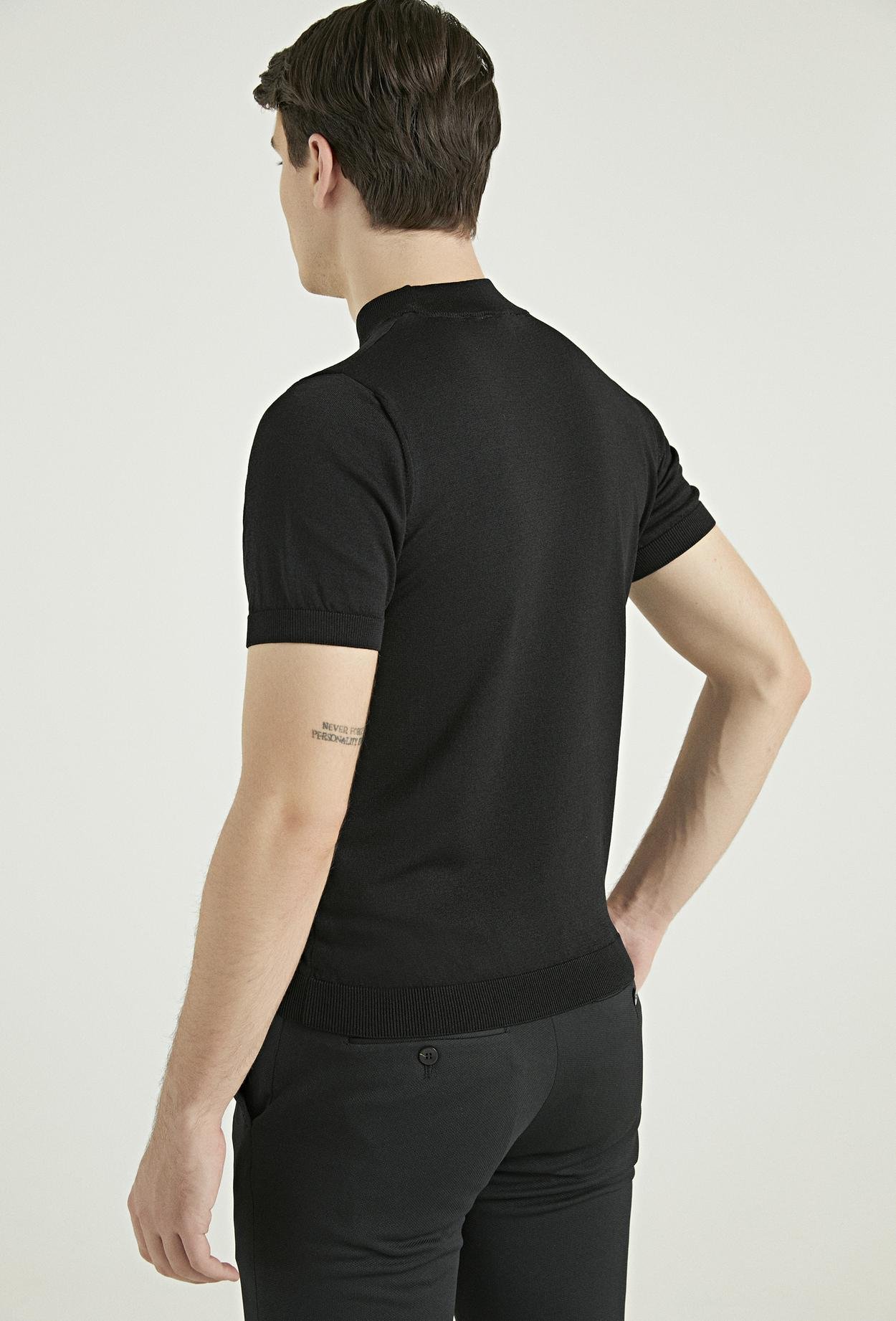 Twn Slim Fit Siyah Rayon Örme T-Shirt