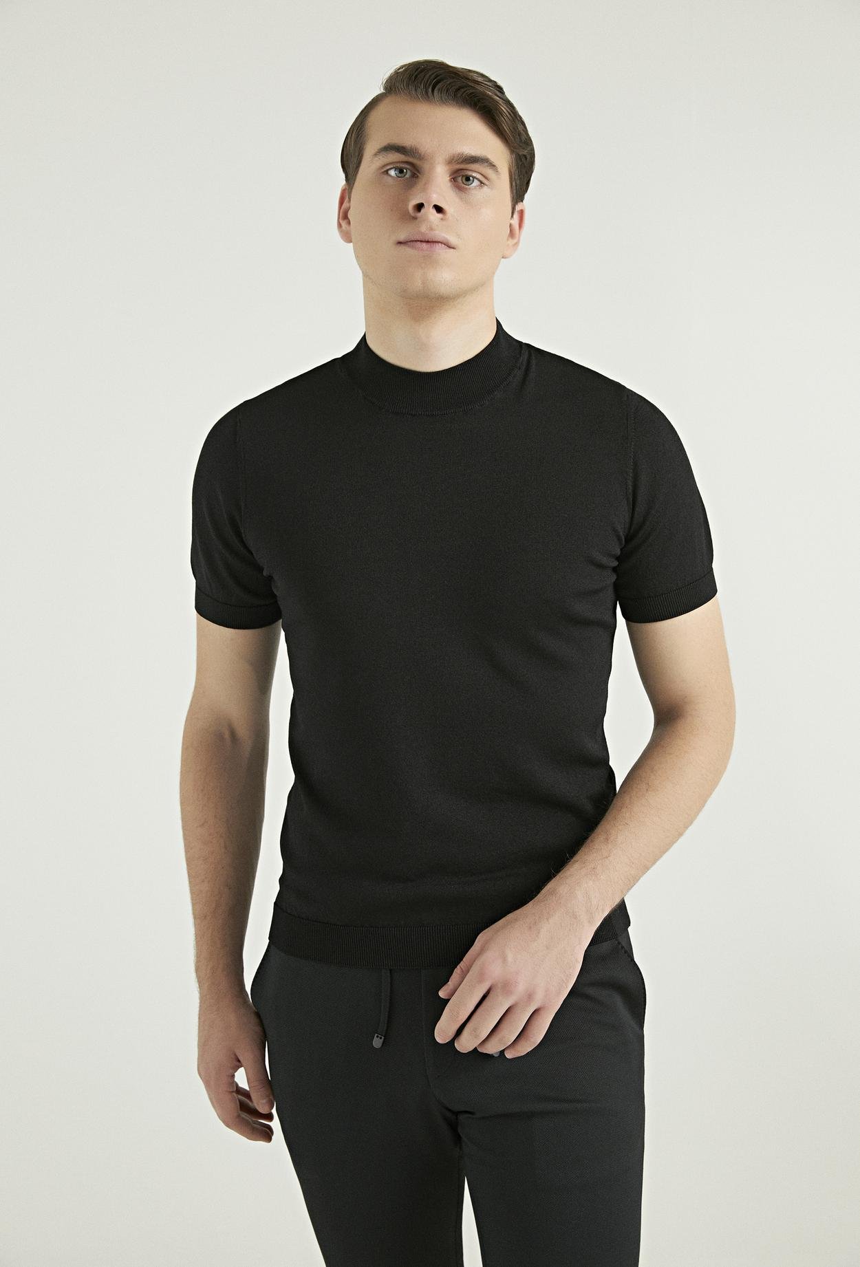 Twn Slim Fit Siyah Rayon Örme T-Shirt