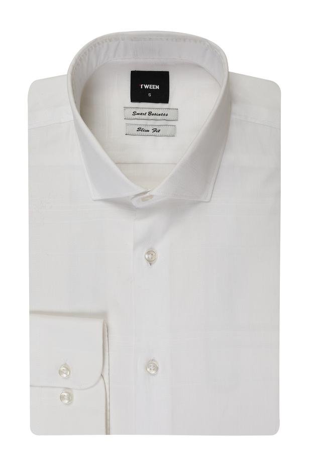 Tween Slim Fit Beyaz Desenli Gömlek - 8681649005643 | Damat Tween