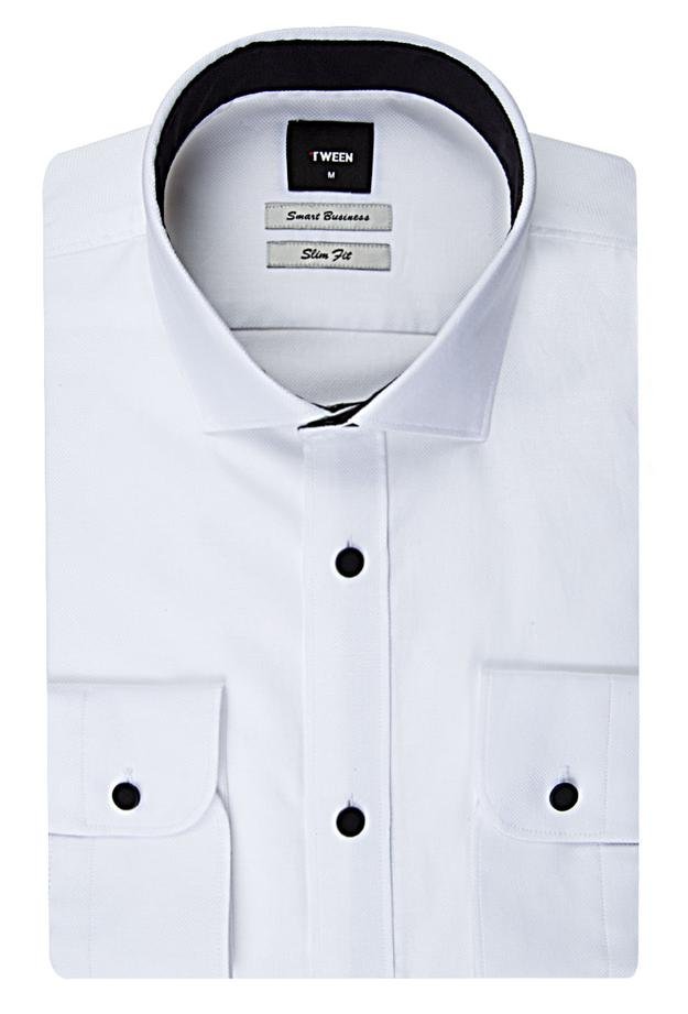 Tween Slim Fit Beyaz Dokulu Gömlek - 8681649039310 | Damat Tween
