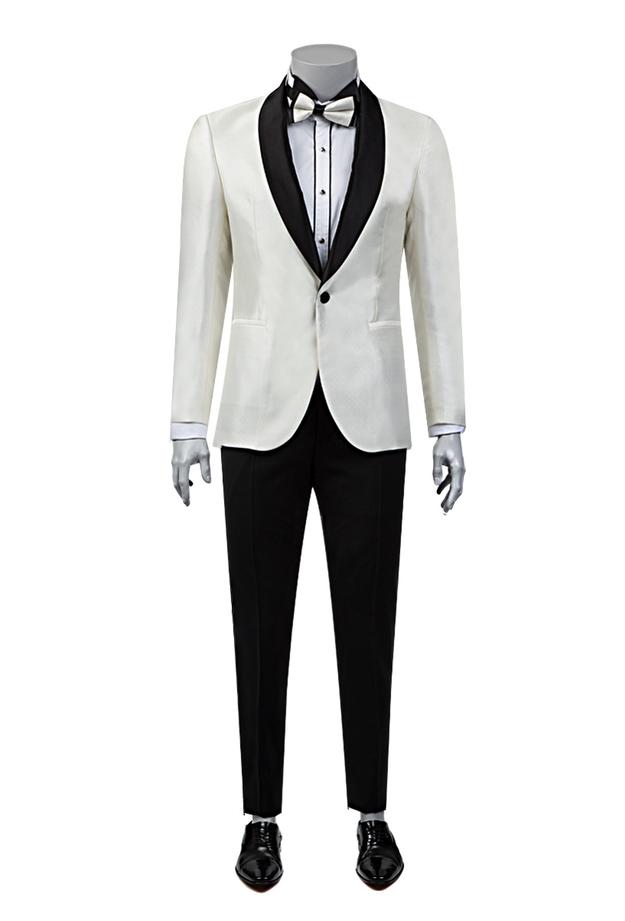 Tween Slim Fit Ekru Desenli Damatlık & Smokin Takim - 8681649134596 | Damat Tween