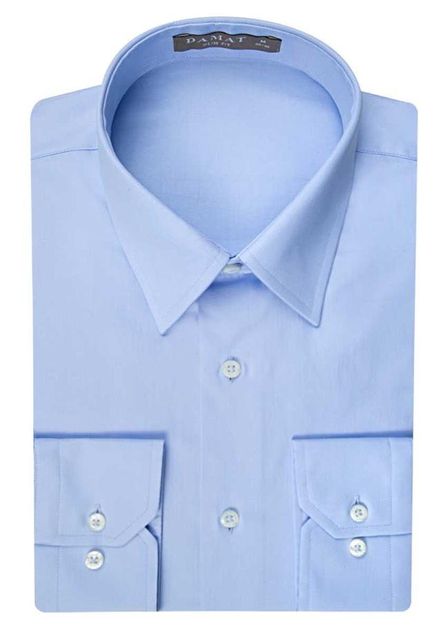 Damat Slim Fit Mavi Düz Nano Care Gömlek - 8681649554158 | Damat Tween