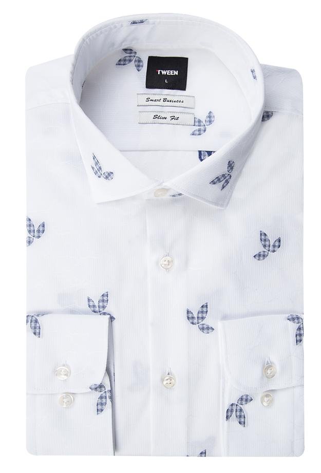 Tween Slim Fit Beyaz Desenli Baskılı Gömlek - 8681649258216 | Damat Tween