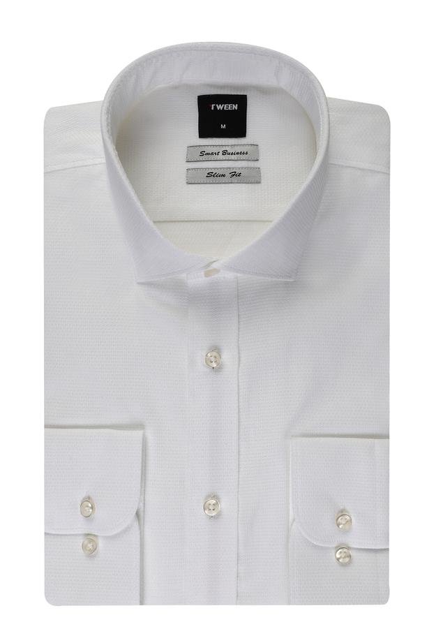 Tween Slim Fit Beyaz Desenli Gömlek - 8681649529897 | Damat Tween