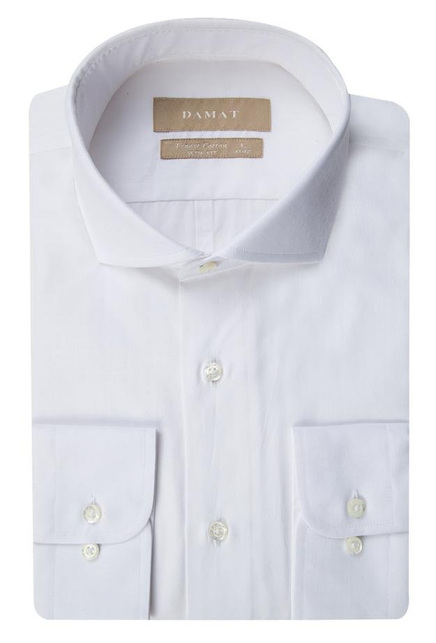 Damat Slim Fit Beyaz Desenli %100 Pamuk Gömlek - 8681649688655 | Damat Tween