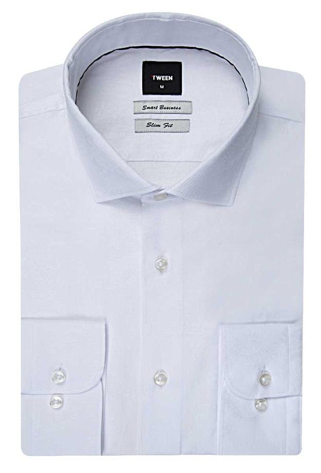Tween Slim Fit Beyaz Desenli Gömlek - 8681649038498 | Damat Tween