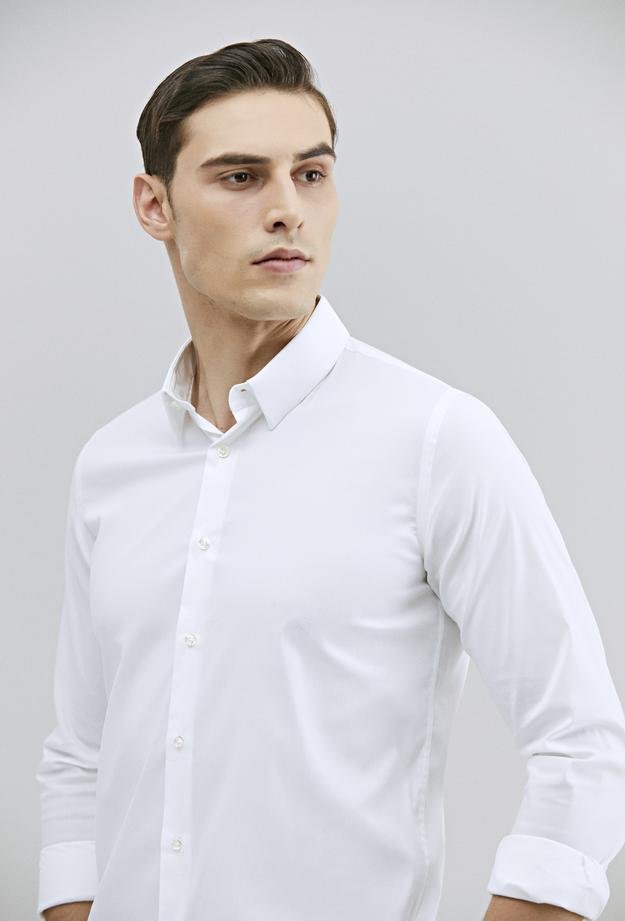 Tween Slim Fit Beyaz Düz Gömlek - 8681649870432 | Damat Tween