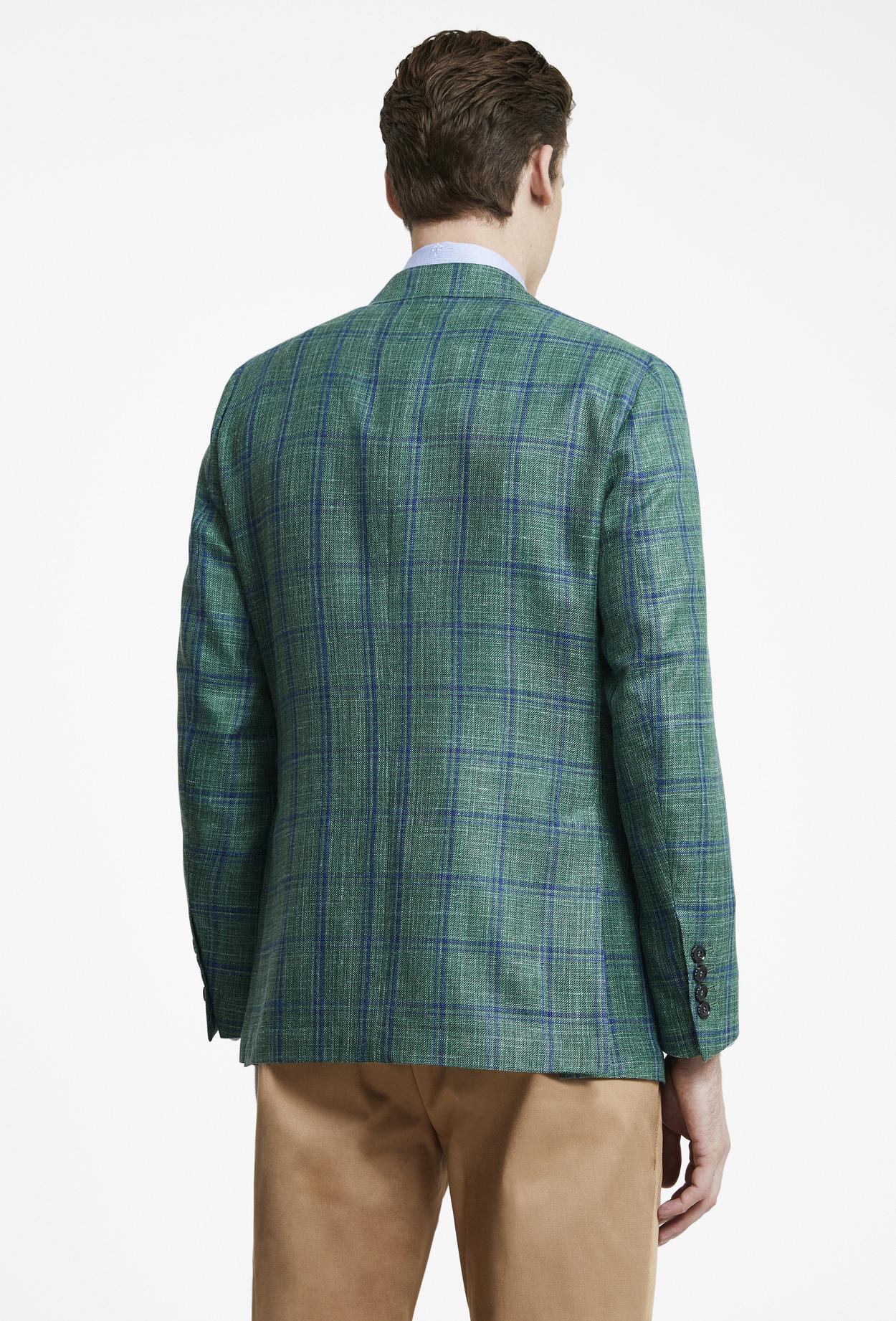 Damat Regular Fit Yeşil Ekose Kumaş Ceket