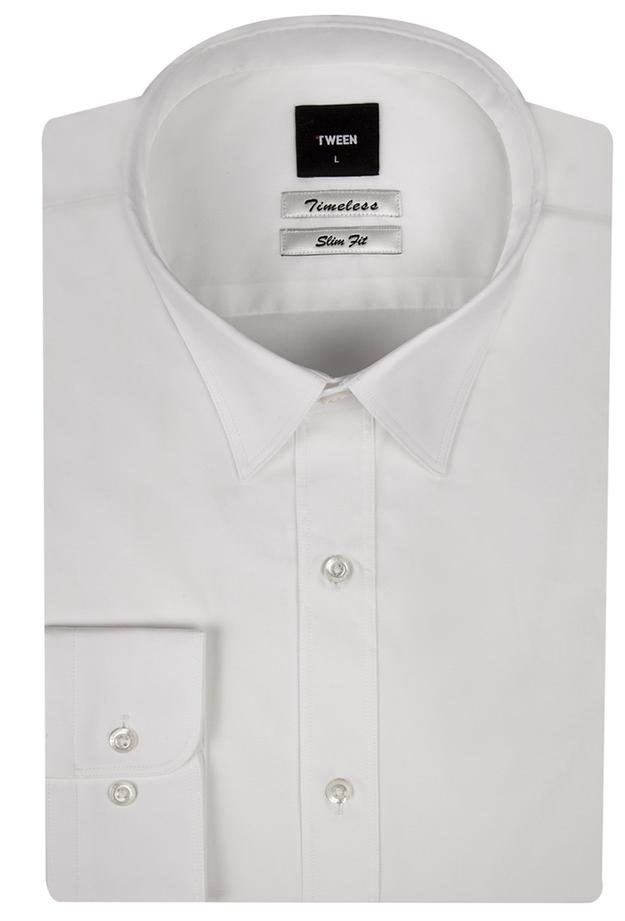 Tween Slim Fit Beyaz Düz Easy Care Gömlek - 8681649385042 | Damat Tween