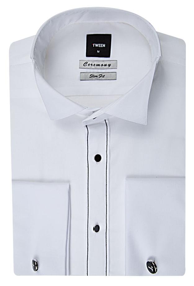 Tween Slim Fit Beyaz Düz Easy Care Smokin Gömlek - 8681649607540 | Damat Tween