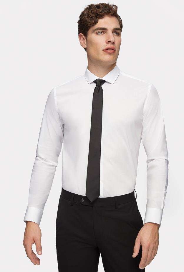 Tween Slim Fit Beyaz Düz Gömlek - 8681649815945 | Damat Tween