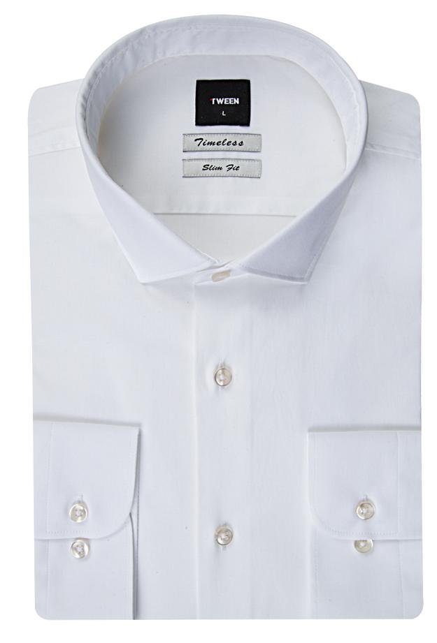 Tween Slim Fit Beyaz Düz Easy Care Gömlek - 8681649385257 | Damat Tween