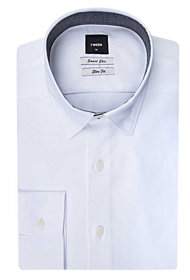 Tween Slim Fit Beyaz Düz Baskılı Gömlek - 8681142819440 | Damat Tween