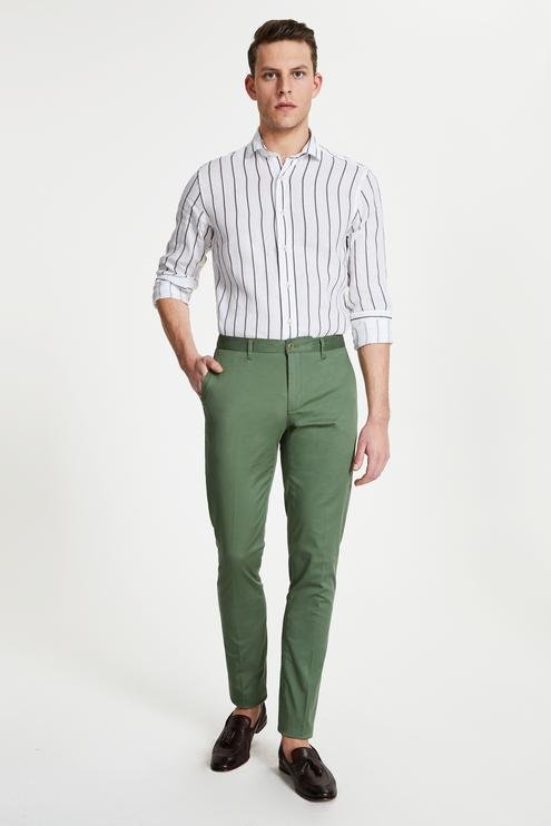 Damat Slim Fit Yeşil Chino Pantolon - 8681649982944 | Damat Tween