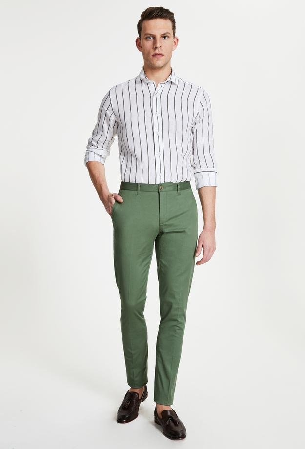 Damat Slim Fit Yeşil Chino Pantolon - 8681649982951 | Damat Tween