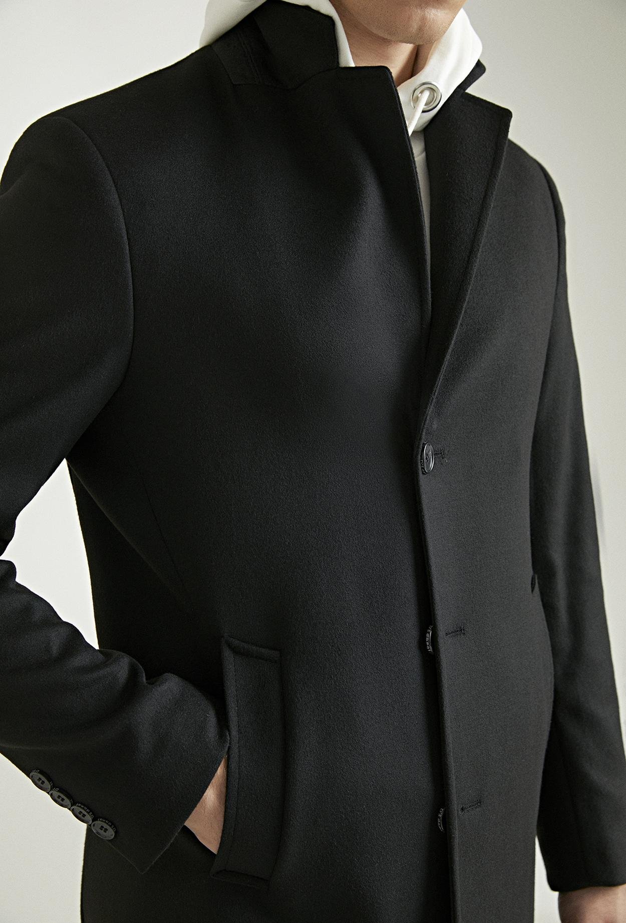 Ds Damat Regular Fit Siyah Viskon Karışımlı Palto