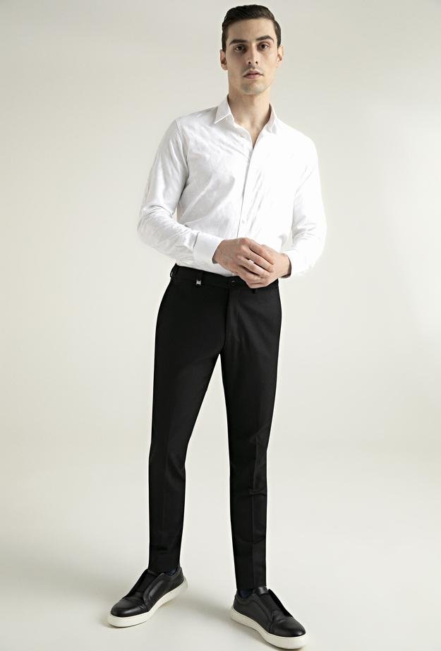 Tween Slim Fit Siyah Düz Kumaş Pantolon - 8682365680800 | Damat Tween