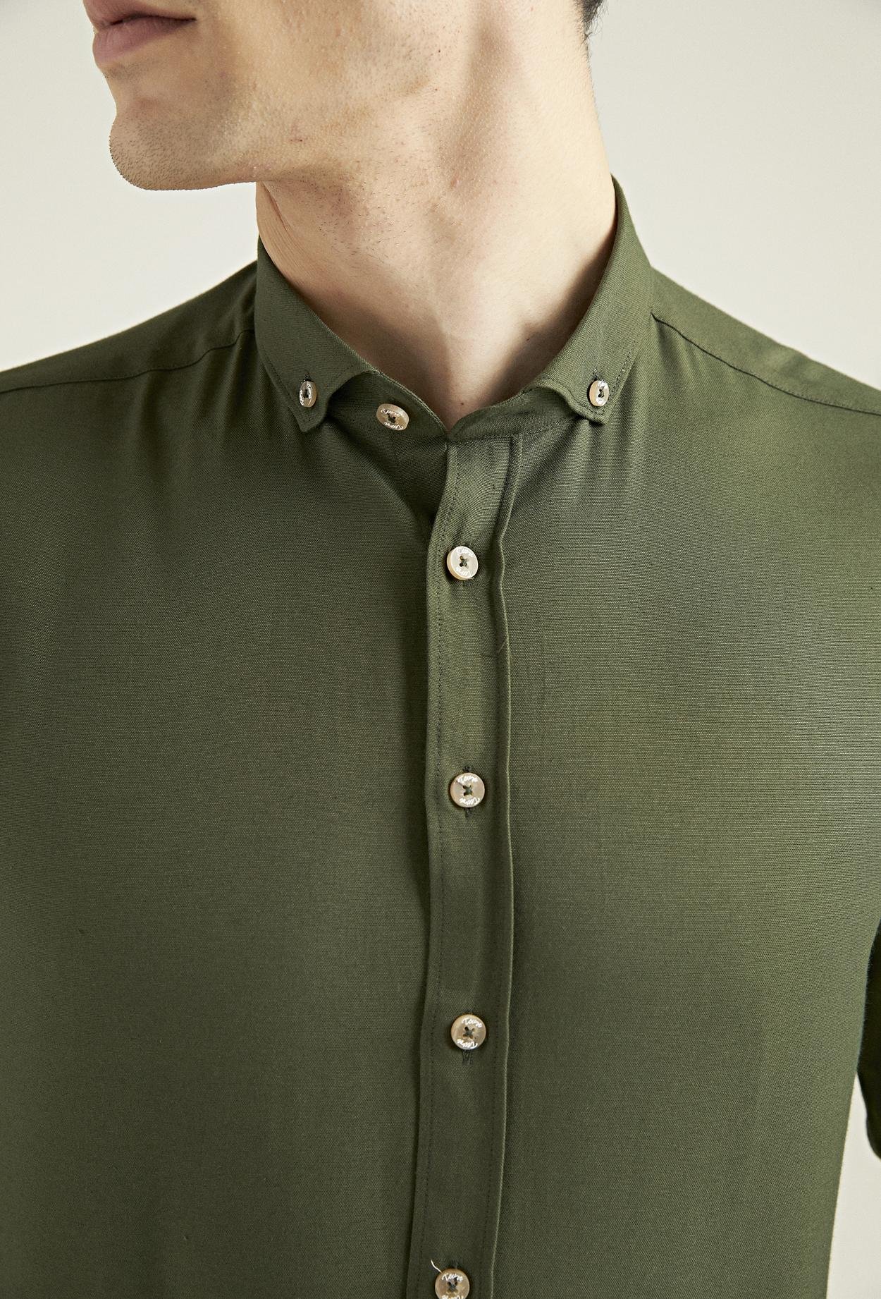 Twn Slim Fit Yeşil Oxford Gömlek