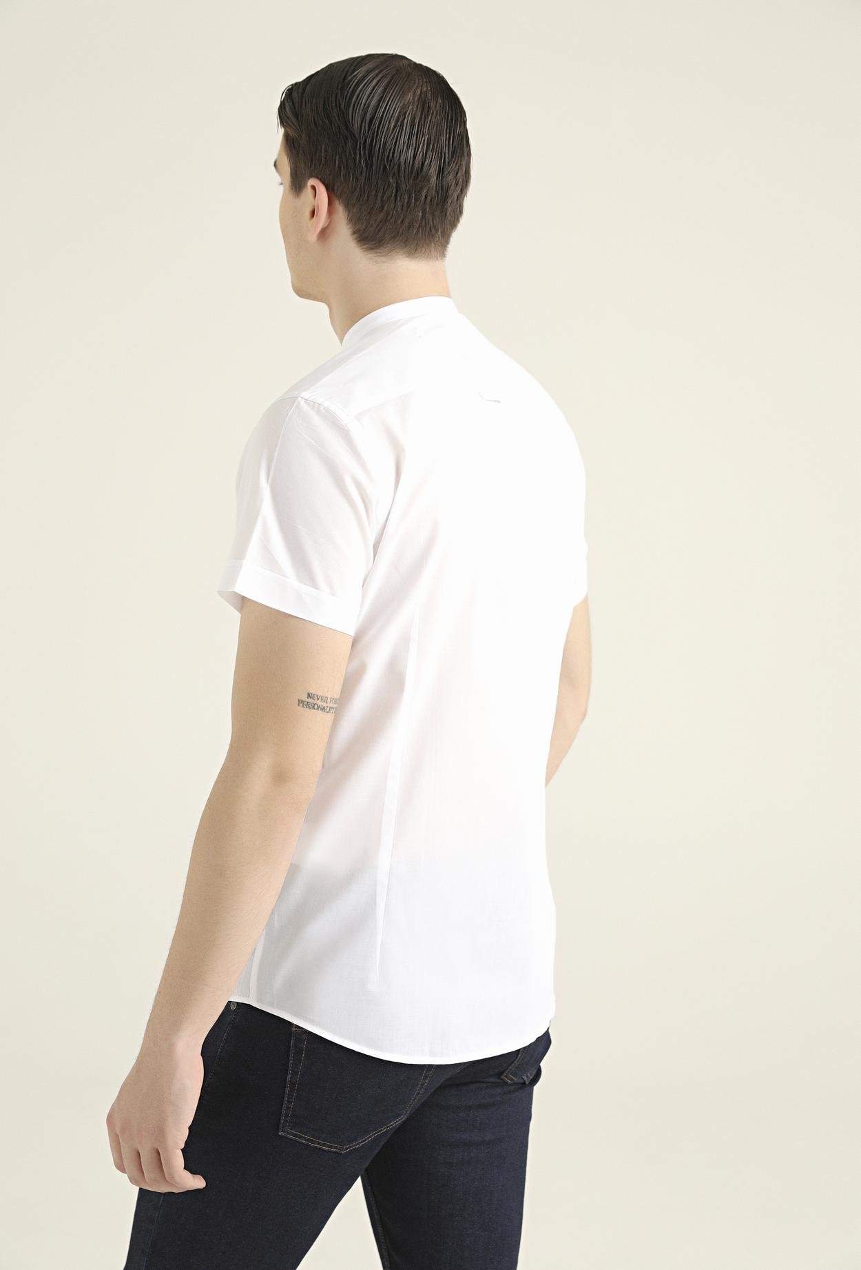 Twn Slim Fit Beyaz Düz %100 Pamuk Gömlek