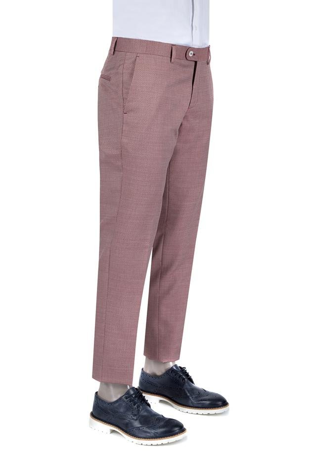 Damat Slim Fit Kırmızı Desenli Kumaş Pantolon - 8681142647234 | Damat Tween