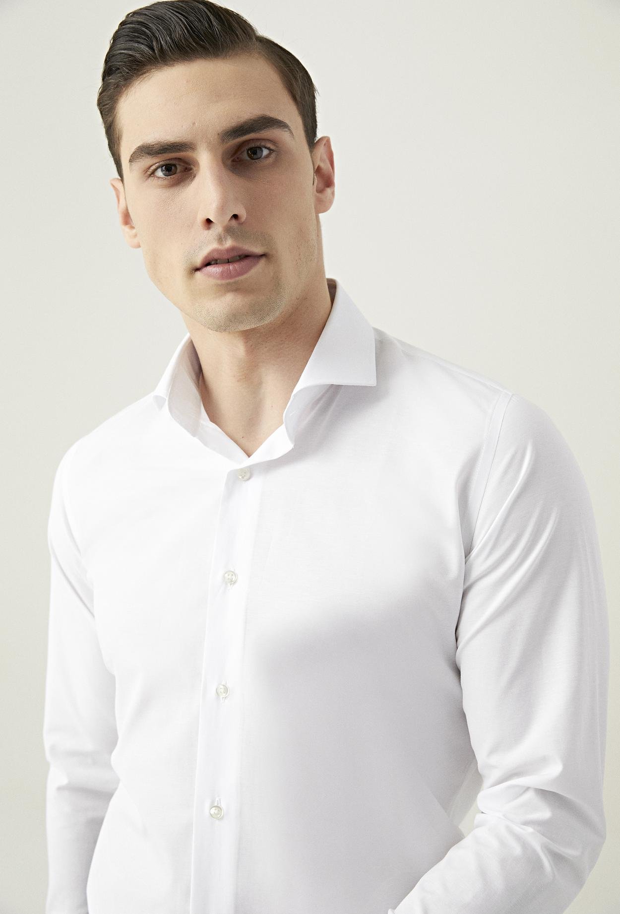 Ds Damat Slim Fit Beyaz İtalyan Yaka Gömlek