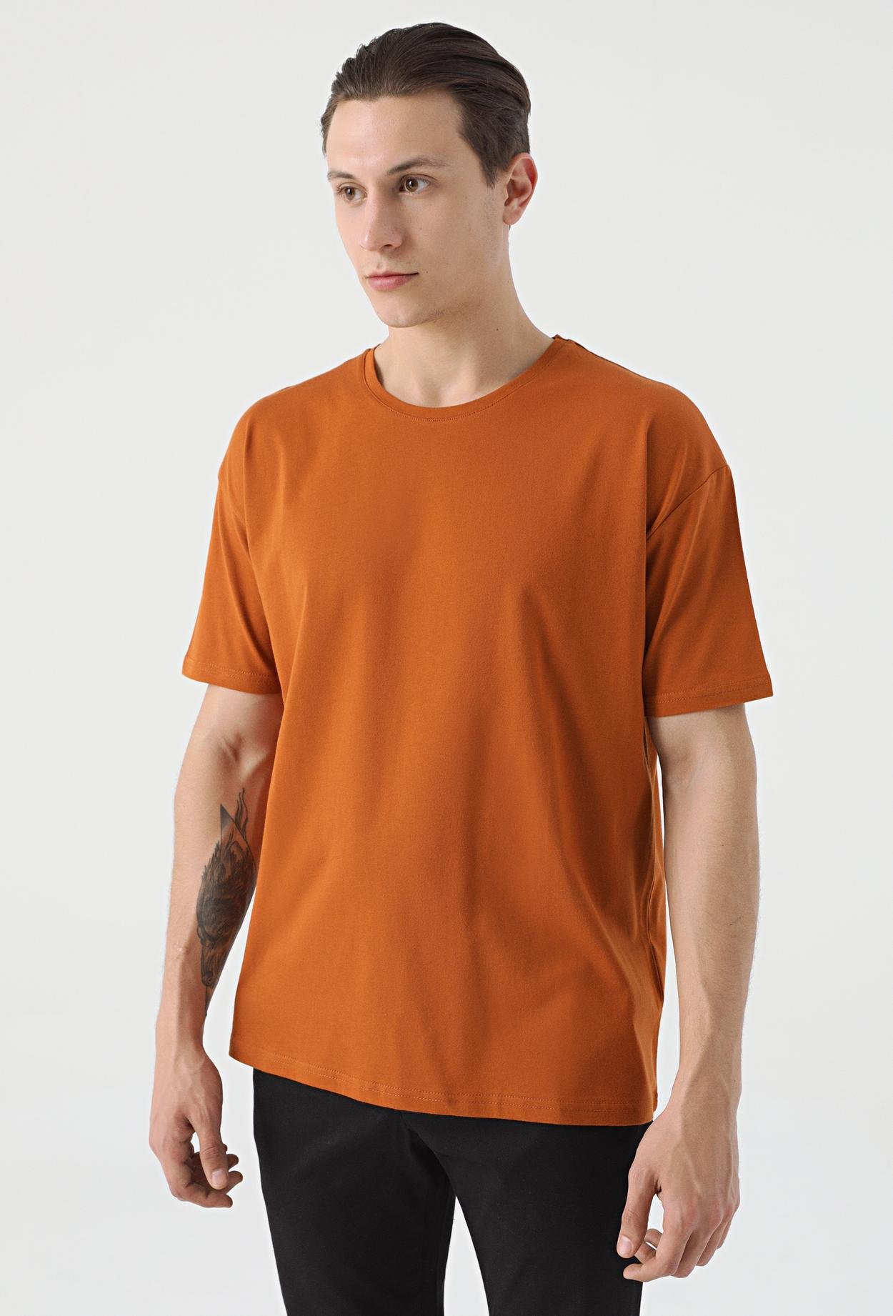 Twn Oversize Tarçın Düz %100 Pamuk T-Shirt