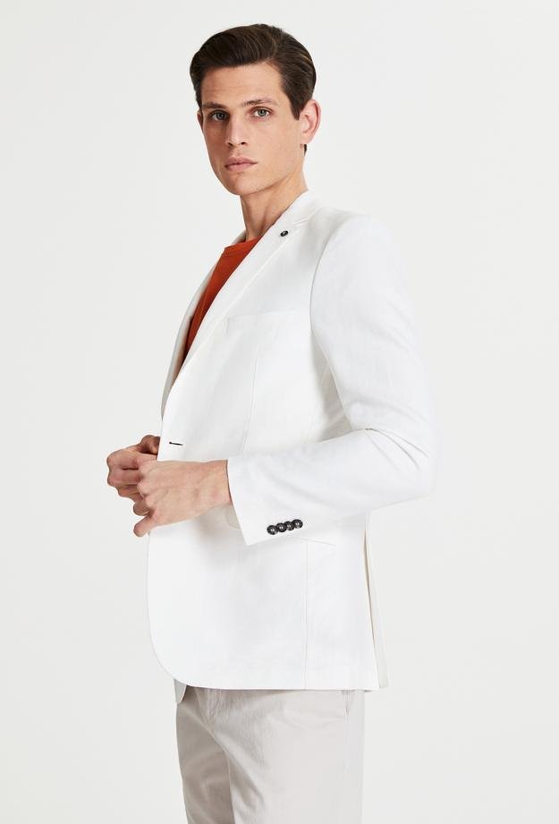 Tween Slim Fit Beyaz Kumaş Ceket - 8682364500673 | Damat Tween
