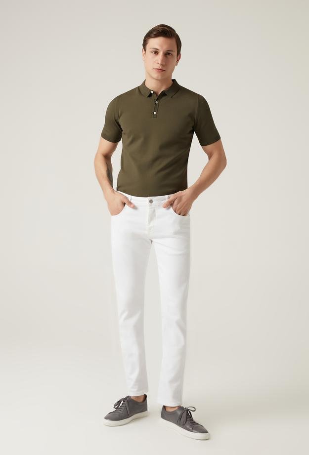 Damat Slim Fit Beyaz Denim Pantolon - 8682365216610 | Damat Tween