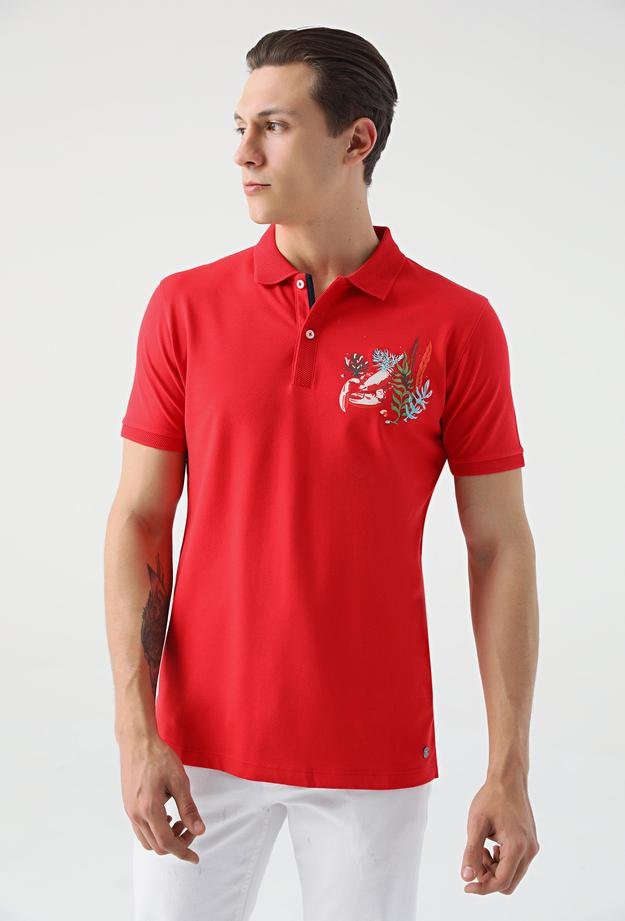 Tween Kırmızı Nakışlı %100 Pamuk T-Shirt - 8682364498222 | Damat Tween