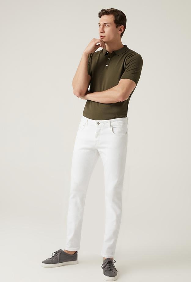 Damat Slim Fit Beyaz Denim Pantolon - 8682364487813 | Damat Tween