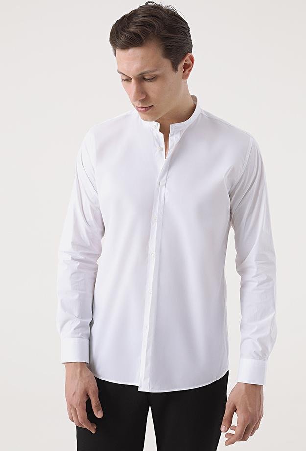 Tween Slim Fit Beyaz Desenli Gömlek - 8682364660506 | Damat Tween