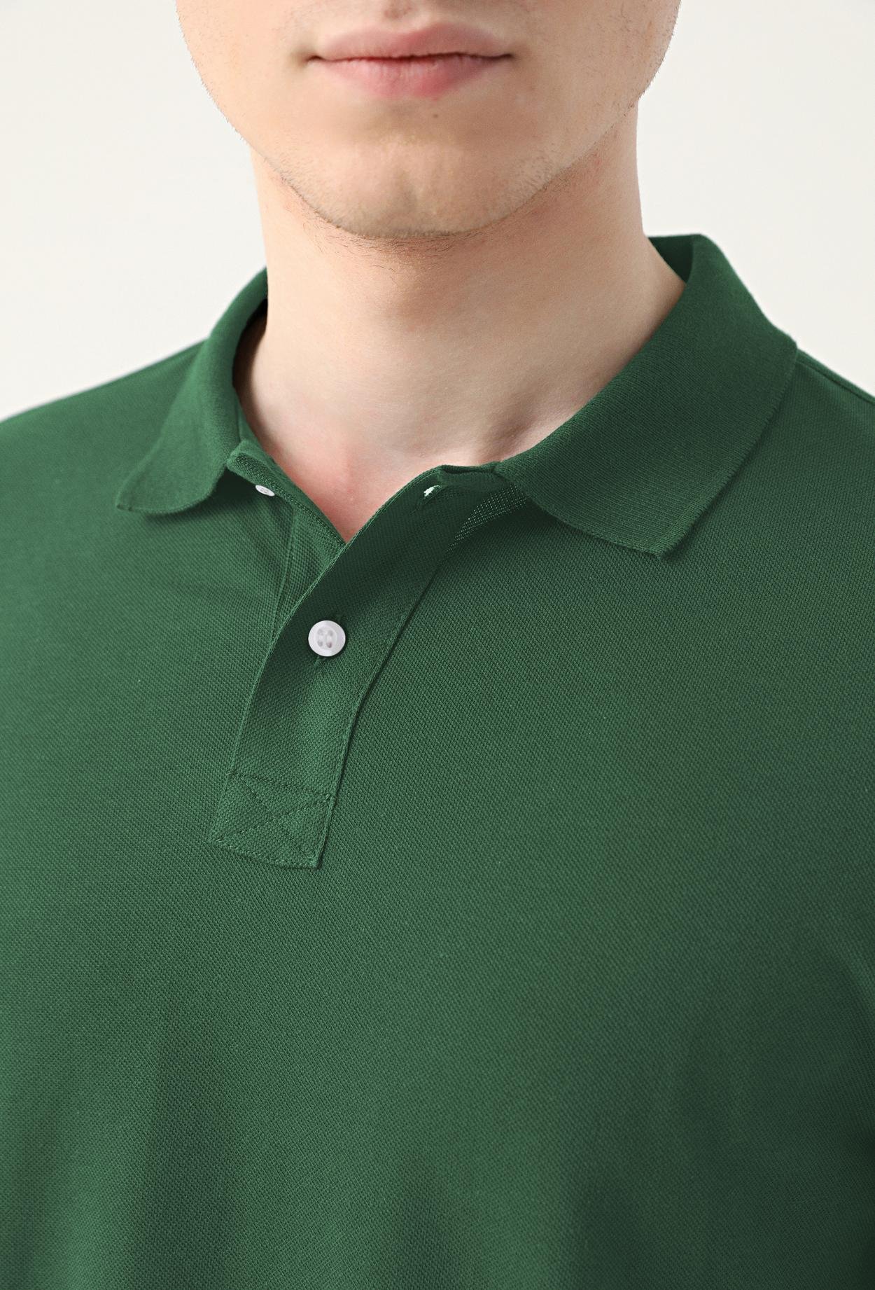 Ds Damat Slim Fit Yeşil Çizgili %100 Pamuk Polo Yaka T-Shirt