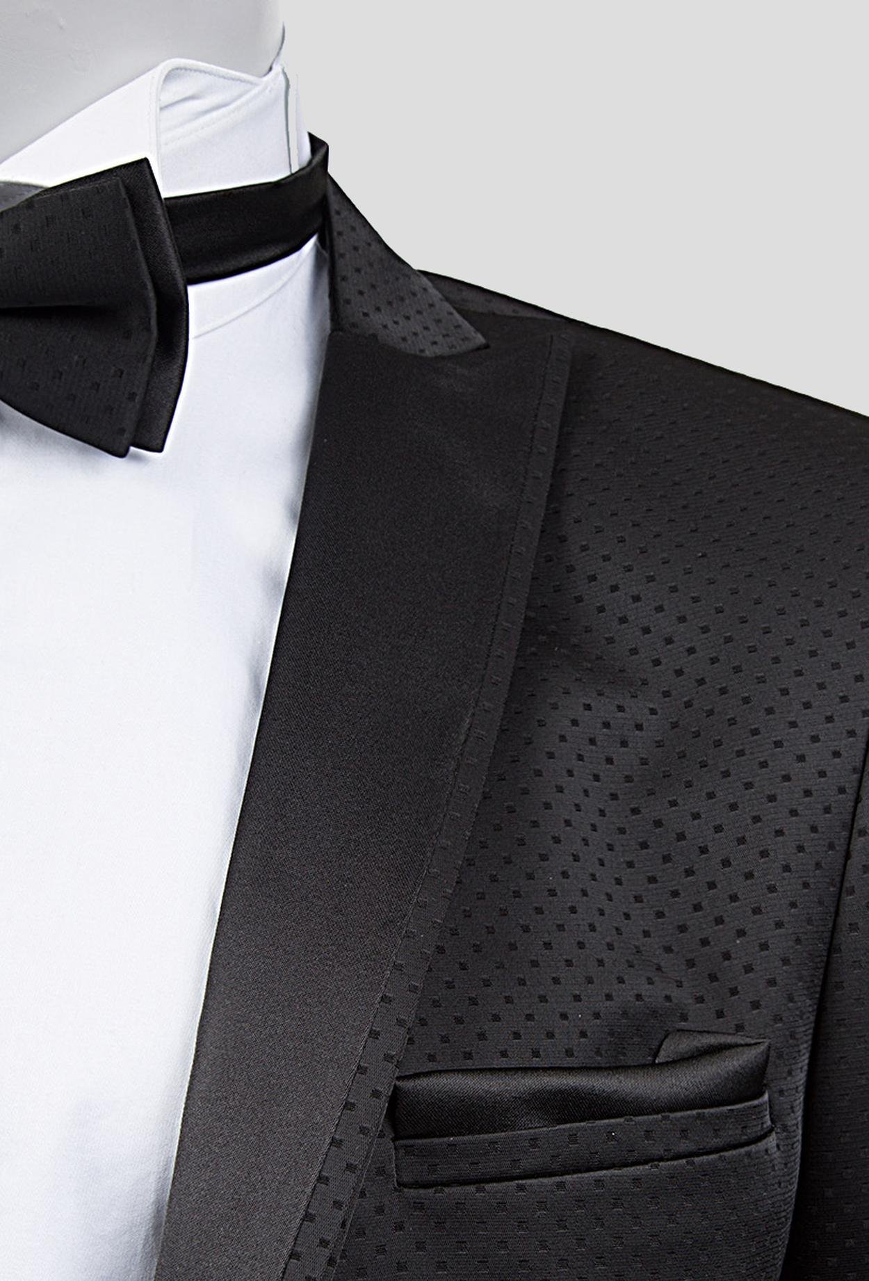 Twn Süper Slim Fit Siyah Jakar Desenli Damatlık & Smokin Takim Elbise