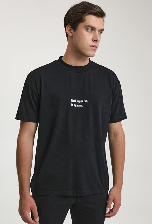 Twn Oversize Siyah Baskılı %100 Pamuk T-Shirt